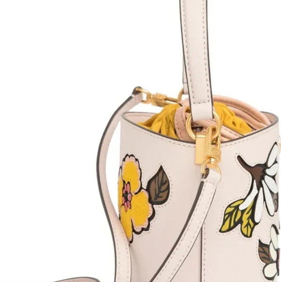 NWT Tory Burch Robinson Appliqué Mini Bucket Bag $428 Ballerina Pink - Picture 6 of 14